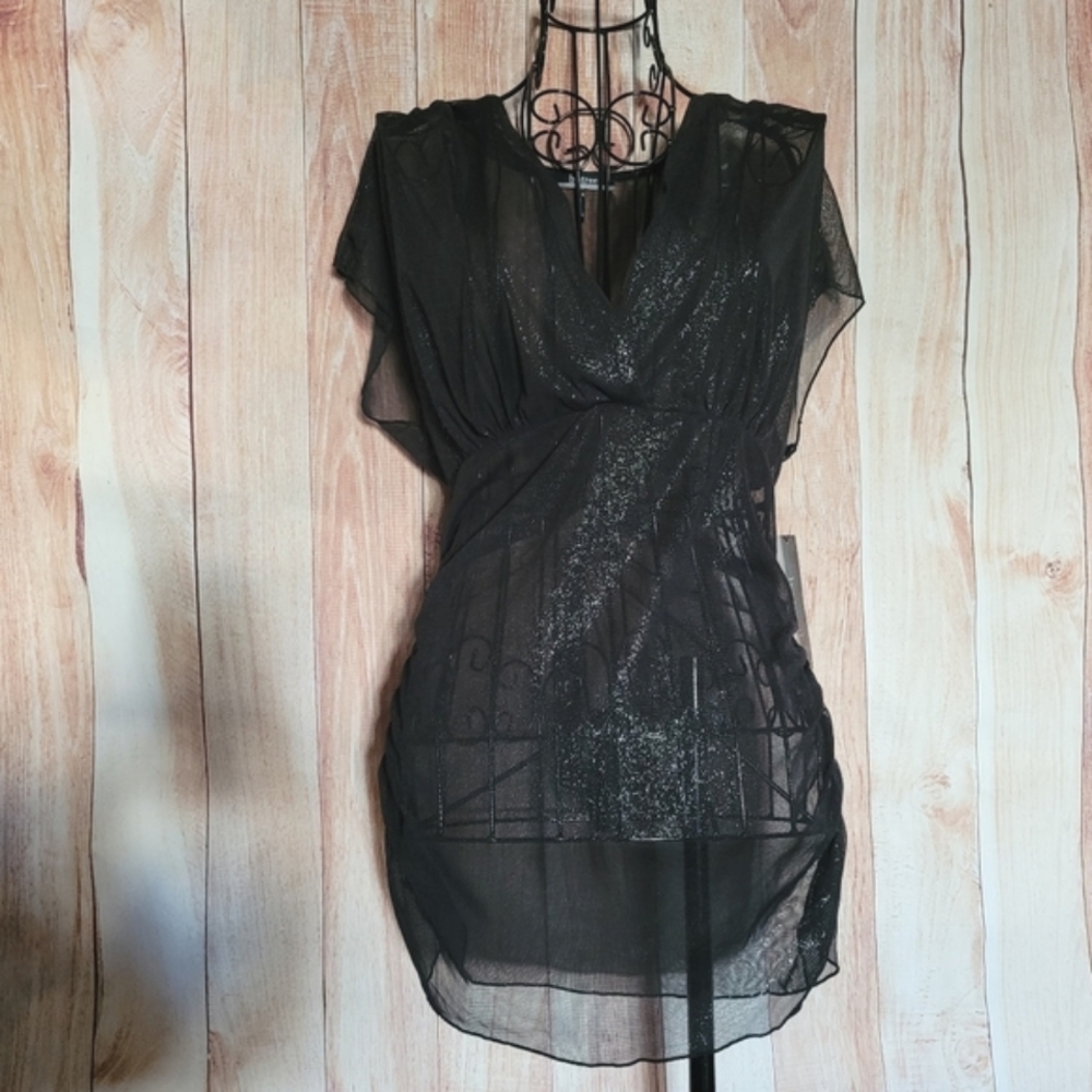 B Street Black Semi-Sheer Blouse
